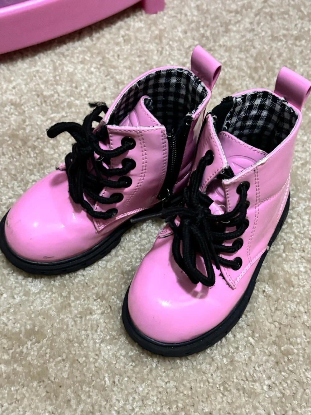 Kids Pink Lace-Up Combat Boots - Stylish Everyday Shoes